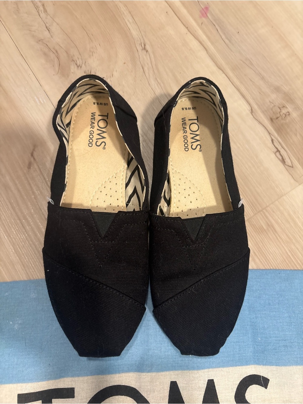 TOMS Classic Alpargata Black Canvas Slip-On Shoes Women’s Size 5.5